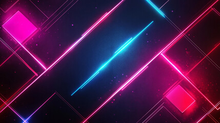 Poster - Vibrant neon lines create abstract geometric patterns on dark background. Generative AI