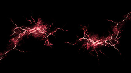 Poster - isolated lightning bolts on a black background, capturing the power of nature, shallow depth of fiel
