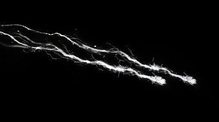 Poster - Isolated lightning bolts on a black background, capturing the power of nature, shallow depth of field