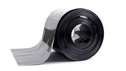 Poster - Isolated on white, a roll of black plastic polyethylene sheeting