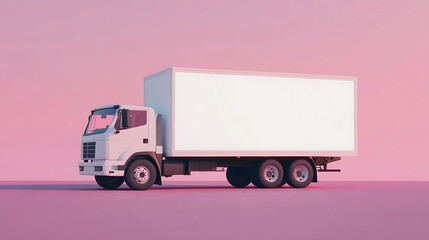 Poster - Isolated white truck with blank canvas for advertisement, mobile billboard mockup, digital mobile billboard advertising trucks template