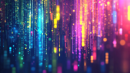 Poster - Colorful abstract light patterns create a vibrant digital background. Generative AI