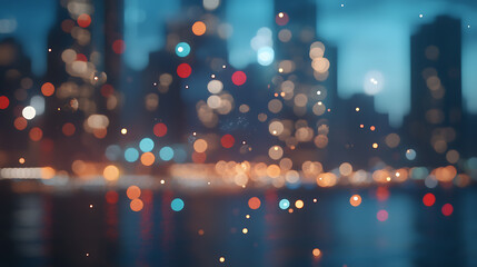 Poster - Festive new year's eve fireworks with bokeh effect: 8k resolution