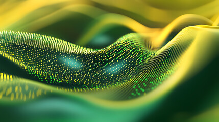 Aufkleber - Flowing stream of binary code in green and yellow hues, representing data transfer and technology
