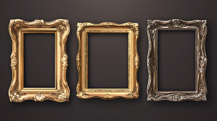 Leinwandbilder - Frames with realistic details, museum borders without gold, ornate antique golden frames