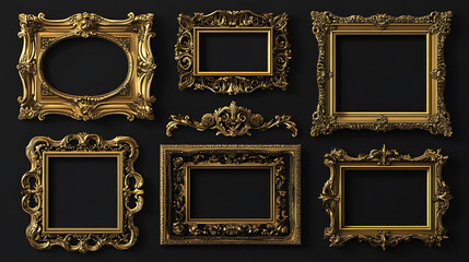 Leinwandbilder - Frames with realistic details, museum borders without gold, ornate antique golden frames