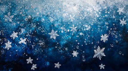 Aufkleber - Frozen fantasy: dark blue to light blue gradient, icy snow swirling, and sparkling snowflakes