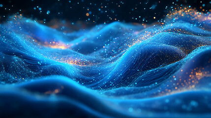 Poster - Futuristic digital data stream visualization, can be used in the description of network abilities, technological processes, digital storages, science, education, etc