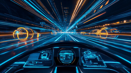 Aufkleber - Futuristic highway with digital technology