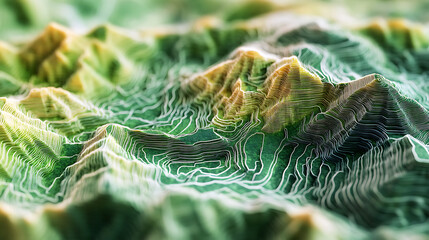 Poster - Gis geodata mapping concept featuring a detailed, layered terrain model with contour lines and elevation data, ideal for geographic analysis and spatial data visualization