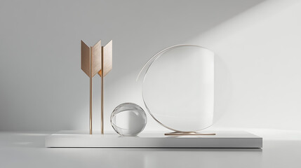 Poster - Glass arrow and round shape award mockup