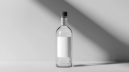 Poster - Glass bottle of vodka with blank label mockup isolated on grey background for product advertising