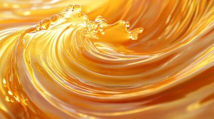 Poster - Liquid sweet melted caramel, delicious caramel sauce or maple syrup swirl 3d splash