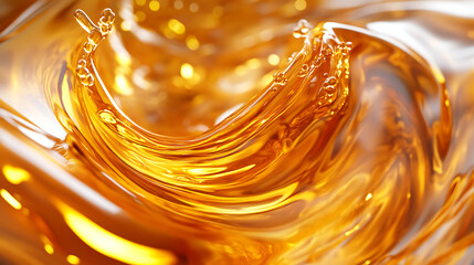 Poster - Liquid sweet melted caramel, delicious caramel sauce or maple syrup swirl 3d splash