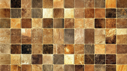 Leinwandbilder - Golden square mosaic tiles forming a seamless pattern with a warm, rich color palette, textured background ideal for design projects