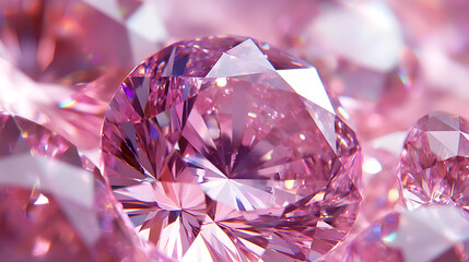 Poster - Graff pink diamond texture, iridescent texture, faceted gem crystal refractions panorama background