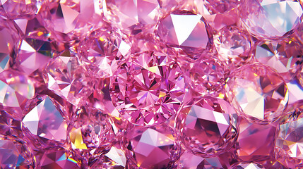 Poster - Graff pink diamond texture, iridescent texture, faceted gem crystal refractions panorama background