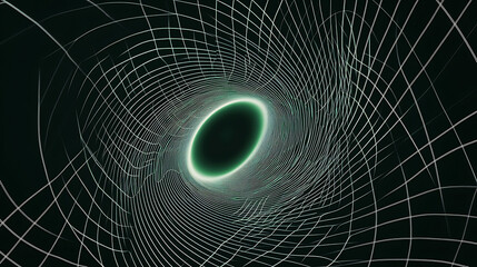 Aufkleber - Green gradient spiral on a black background with curved lines and light effects