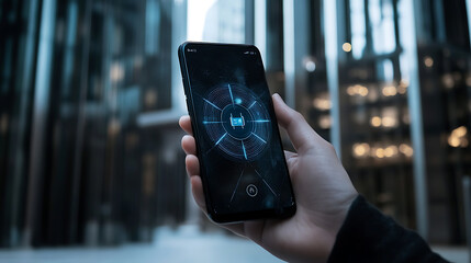 Poster - Hand holding a smartphone with a safe payment interface on the screen, ensuring secure transactions