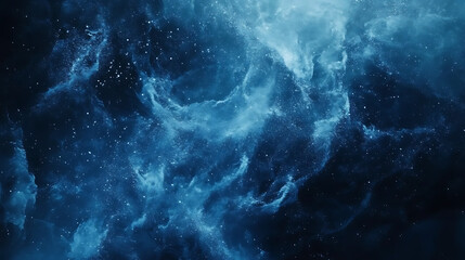 Fototapete - Magical winter wonderland: dark blue to light blue gradient, icy snow swirling, and sparkling snowflakes