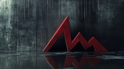 Aufkleber - Market downturn concept: graphical representation of economic decline with plunging red arrow