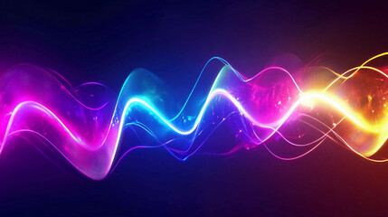 Poster - Neon zigzag patterns glowing with vibrant light effects at night. Generative AI