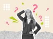 © BillionPhotos.com - Trend artwork of young lady thoughtful with question marks