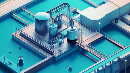 Aufkleber - Conceptual illustration of an water purification and treatment system