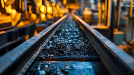 Poster - Conveyor belt at a gold mining plant with shallow ore depth, conveyor belt concept