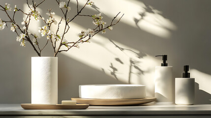 Poster - Cylindrical soft tissue paper rolls: elevate your bathroom aesthetics with clean lines and high-key lighting
