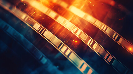 Poster - Designed medium format film background with heavy grain, dust and light leaks, industrial abstract design illustration graphic