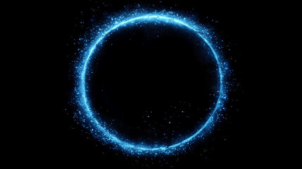 Poster - digital, futuristic, technological circle of midnight blue shining dust spots with a clear magic eff