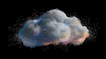 Fototapete - Digital clouds representing cloud migration with data points and network connections