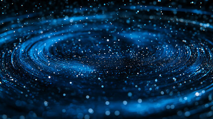 Poster - Digital, futuristic, technological circle of midnight blue shining dust spots with a clear magic effect