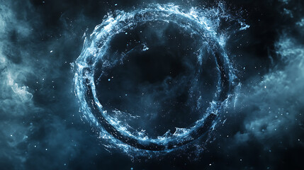 Leinwandbilder - Digital, futuristic, technological circle of midnight blue shining dust spots with a clear magic effect