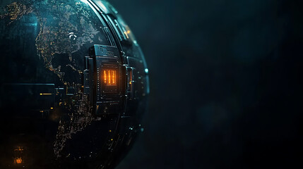 Aufkleber - Digital lock over a globe in cyberspace, dark background, concept of cybersecurity and global data protection