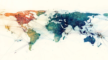 Poster - Digital map with global connectivity and tech nodes
