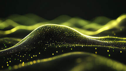 Aufkleber - Abstract digital background with glowing lines and dots forming a network, black backdrop with green highlights