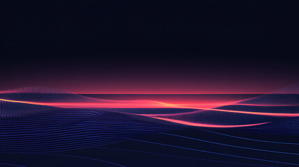 Aufkleber - Abstract digital landscape with glowing lines and dots on a dark blue background, signifying a data concept