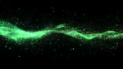 Leinwandbilder - Abstract digital network background banner with glowing light and connecting data dots in black and green colors, big data technology concept