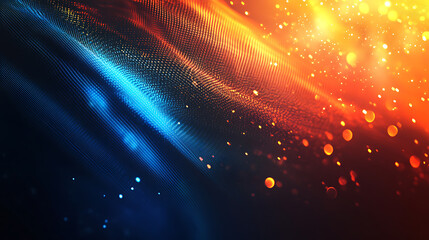 Leinwandbilder - Abstract digital network background banner with glowing light and connecting data dots in black and green colors, big data technology concept