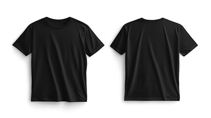 Aufkleber - Blank black tshirt front and back isolated on white, mock up template for design and print