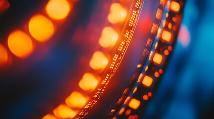 Poster - Abstract film texture background with grain, dust and light leak for your photos, copy space