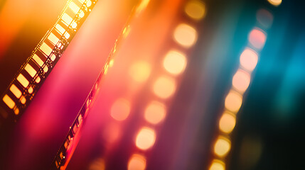 Poster - Abstract film texture background with grain, dust and light leak for your photos, copy space