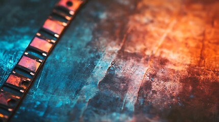Fototapete - Abstract film texture background with grain, dust and light leak for your photos, copy space