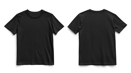 Aufkleber - Blank black tshirt front and back isolated on white, mock up template for design and print