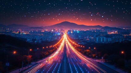 Poster - A view of a smart city utilizing edge computing for real-time traffic management at night