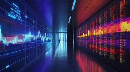 Aufkleber - Dynamic digital display of stock market trends: comprehensive led panel showcasing daily financial data, price fluctuations, and trading quotations, essential background for economic analysis