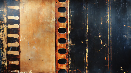 Poster - Abstract film texture background with grain, dust and light leak for your photos, copy space
