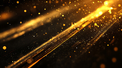 Leinwandbilder - Abstract glowing particle lines and bokeh on a dark backdrop, conveying a futuristic technology concept